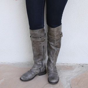 Bronx Gray Leather Boots